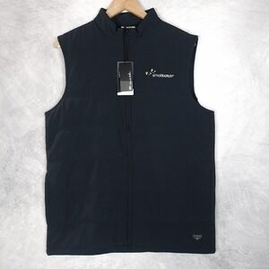 Travis Mathew Vest Mens Medium Black Cold Bay Golf Full Zip Embroidered Logo